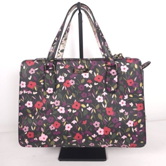 KATE SPADE Floral Satchel Purse‎ Shoulder Bag LEATHER - Picture 1 of 14
